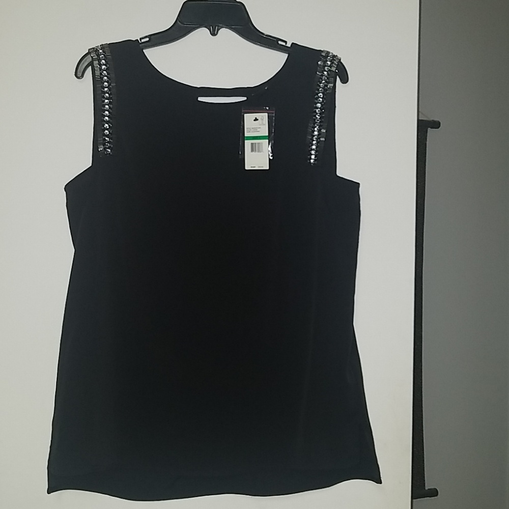 Black Blouse With Silver Embroidered Straps